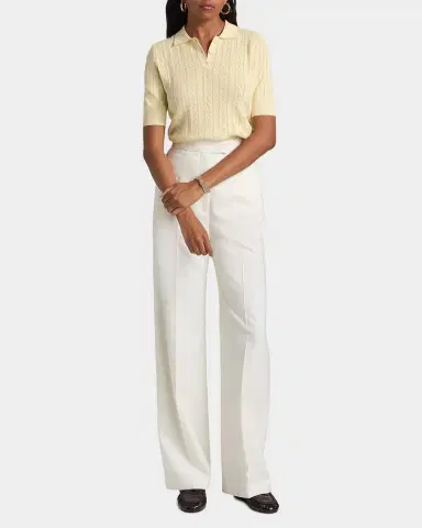 Lisa Yang Cristine Cashmere Pointelle Short-Sleeve Polo Sweater | Thumbnail 2 Lisa Yang Cristine Cashmere Pointelle Short-Sleeve Polo Sweater | Thumbnail 2