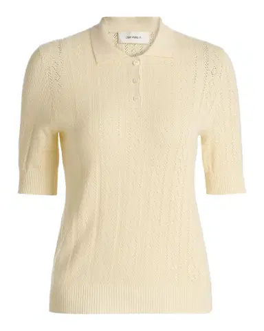 Lisa Yang Cristine Cashmere Pointelle Short-Sleeve Polo Sweater | Thumbnail 1 Lisa Yang Cristine Cashmere Pointelle Short-Sleeve Polo Sweater | Thumbnail 1