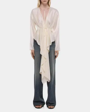 Helmut Lang Draped Silk Satin Scarf Top | Thumbnail 2 Helmut Lang Draped Silk Satin Scarf Top | Thumbnail 2