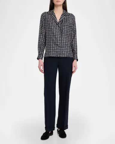 Max Mara Disco Geometric-Print Silk Twill Shirt | Thumbnail 2