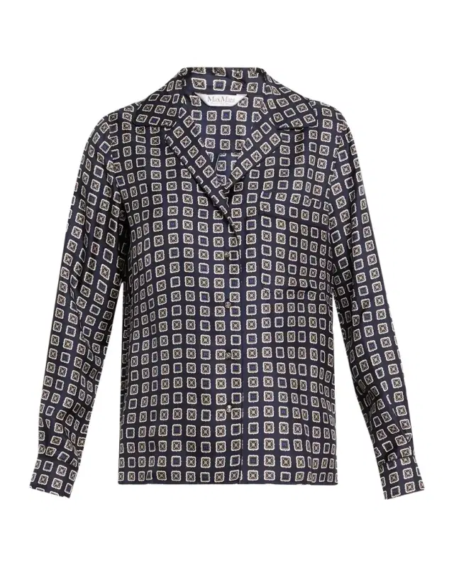 Disco Geometric-Print Silk Twill Shirt