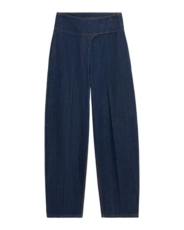 Wrapped Belted Barrel-Leg Jeans