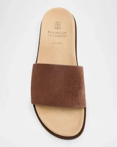 Brunello Cucinelli Men's Suede Slides | Thumbnail 6
