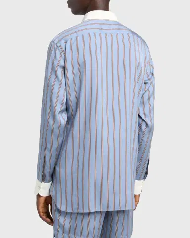 Tom Ford Men's Stripe Silk Contrast-Trim Sport Shirt | Thumbnail 3 Tom Ford Men's Stripe Silk Contrast-Trim Sport Shirt | Thumbnail 3