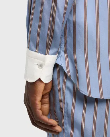 Tom Ford Men's Stripe Silk Contrast-Trim Sport Shirt | Thumbnail 5 Tom Ford Men's Stripe Silk Contrast-Trim Sport Shirt | Thumbnail 5