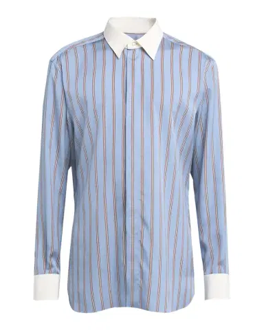 Tom Ford Men's Stripe Silk Contrast-Trim Sport Shirt | Thumbnail 1 Tom Ford Men's Stripe Silk Contrast-Trim Sport Shirt | Thumbnail 1