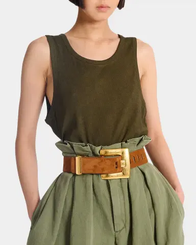 Balmain Anthem Wide Suede Leather Belt | Thumbnail 2 Balmain Anthem Wide Suede Leather Belt | Thumbnail 2