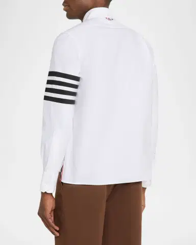 Thom Browne Men's Cotton and Silk Straight Fit 4-Bar Sleeve Sport Shirt | Thumbnail 3