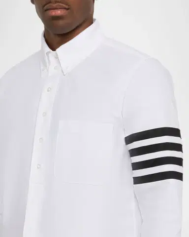 Thom Browne Men's Cotton and Silk Straight Fit 4-Bar Sleeve Sport Shirt | Thumbnail 5
