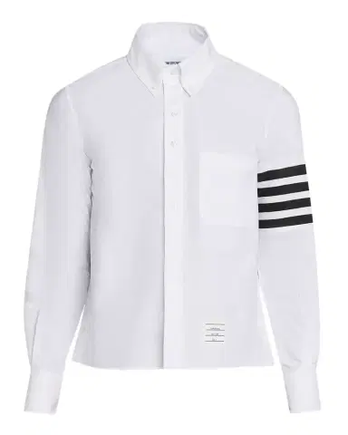 Thom Browne Men's Cotton and Silk Straight Fit 4-Bar Sleeve Sport Shirt | Thumbnail 1