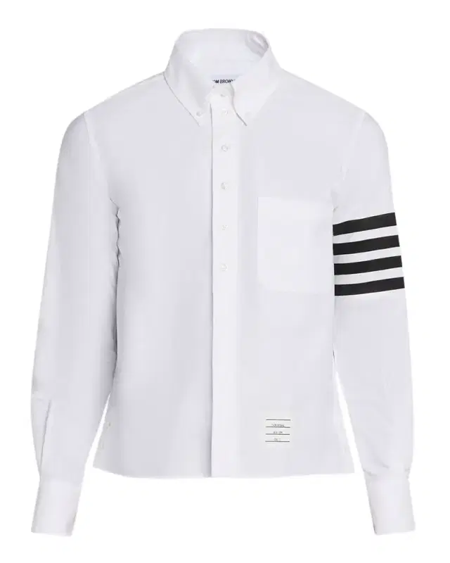 Thom Browne Men 's Cotton and Silk Straight Fit 4-Bar Sleeve Sport Shirt