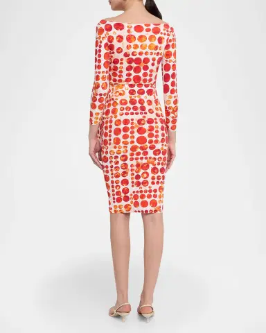 Chiara Boni La Petite Robe Floral V-Neck Long-Sleeve Side-Drape Dress | Thumbnail 3 Chiara Boni La Petite Robe Floral V-Neck Long-Sleeve Side-Drape Dress | Thumbnail 3