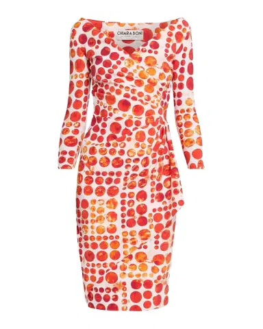 Chiara Boni La Petite Robe Floral V-Neck Long-Sleeve Side-Drape Dress | Thumbnail 1 Chiara Boni La Petite Robe Floral V-Neck Long-Sleeve Side-Drape Dress | Thumbnail 1