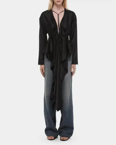 Helmut Lang Draped Silk Satin Scarf Top | Thumbnail 2 Helmut Lang Draped Silk Satin Scarf Top | Thumbnail 2