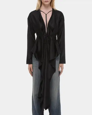 Helmut Lang Draped Silk Satin Scarf Top | Thumbnail 4 Helmut Lang Draped Silk Satin Scarf Top | Thumbnail 4