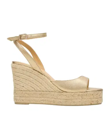 Castañer 95mm Brook Metallic Leather Espadrille Wedge Sandals | Thumbnail 1