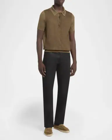 Tom Ford Men's Perforated Wool Short-Sleeve Shirt | Thumbnail 2