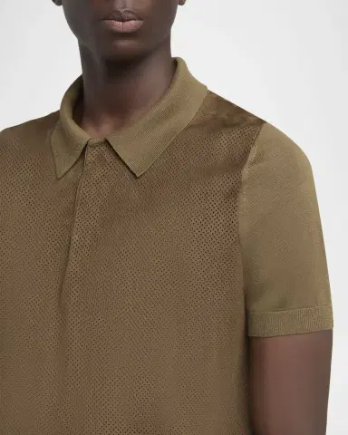 Tom Ford Men's Perforated Wool Short-Sleeve Shirt | Thumbnail 5