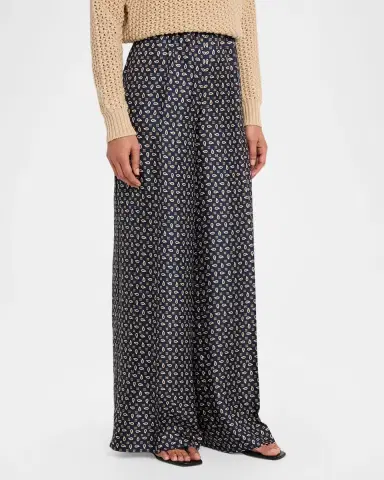 Max Mara Printed Wide-Leg Silk Trousers | Thumbnail 4