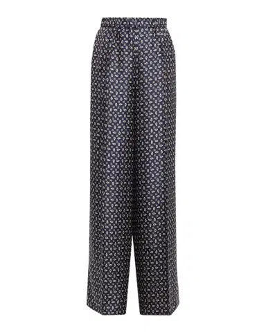 Max Mara Printed Wide-Leg Silk Trousers | Thumbnail 1
