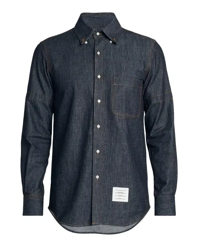 Thom Browne Men 's Selvedge Denim Button-Down Shirt