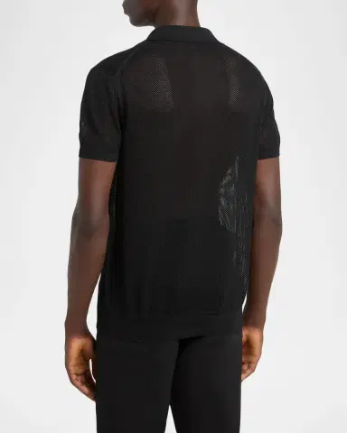 Tom Ford Men's Cotton Silk Mesh Polo | Thumbnail 3 Tom Ford Men's Cotton Silk Mesh Polo | Thumbnail 3