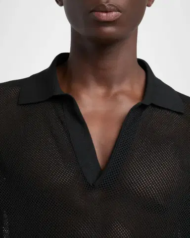 Tom Ford Men's Cotton Silk Mesh Polo | Thumbnail 5 Tom Ford Men's Cotton Silk Mesh Polo | Thumbnail 5
