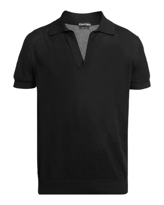 TOM FORD Men 's Cotton Silk Mesh Polo