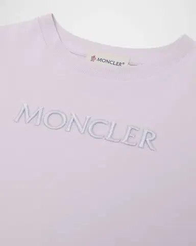 Moncler Girl's Logo Embroidered Short-Sleeve T-Shirt, Size 4-6 | Thumbnail 3