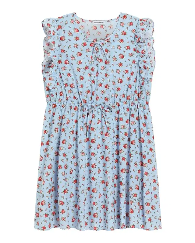 Dolce & Gabbana Girl 's Small Rose-Print Cotton Muslin Dress, -14