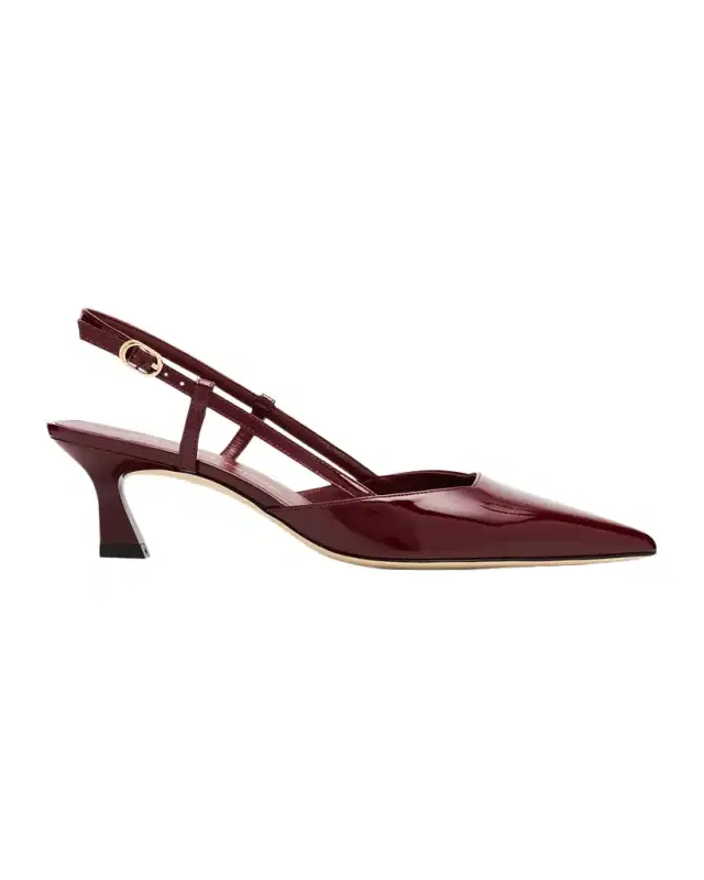 Stuart Weitzman 75mm Vinnie Patent Leather Kitten Slingback Pumps
