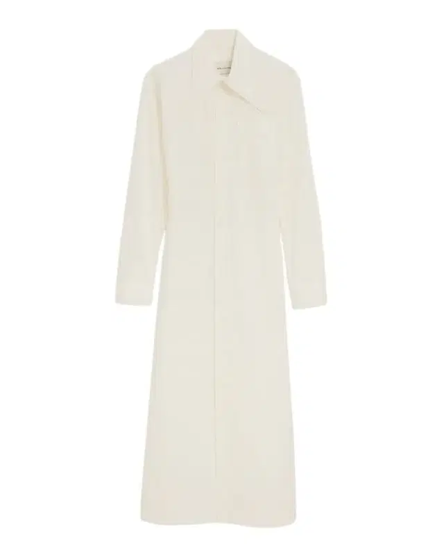 Balloon-Sleeve Cotton Gabardine Midi Shirtdress