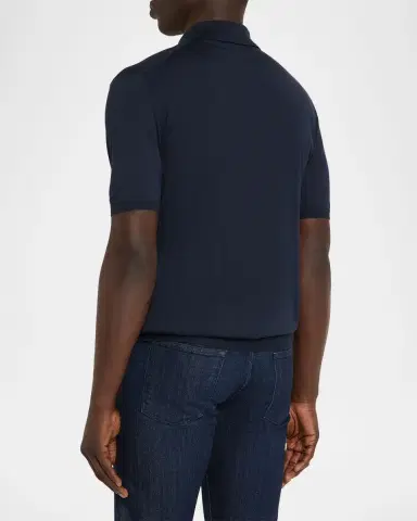 Kiton Men's Wide Rib Sea Island Cotton Polo Sweater | Thumbnail 3 Kiton Men's Wide Rib Sea Island Cotton Polo Sweater | Thumbnail 3