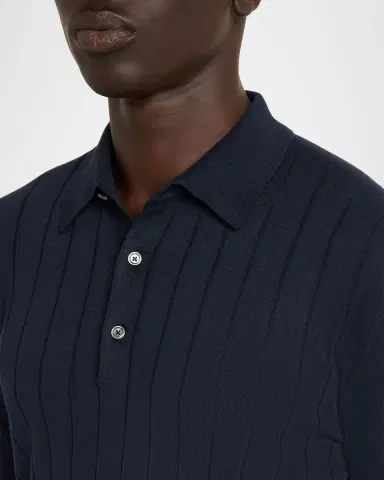 Kiton Men's Wide Rib Sea Island Cotton Polo Sweater | Thumbnail 5 Kiton Men's Wide Rib Sea Island Cotton Polo Sweater | Thumbnail 5