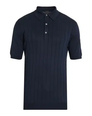 Kiton Men's Wide Rib Sea Island Cotton Polo Sweater | Thumbnail 1 Kiton Men's Wide Rib Sea Island Cotton Polo Sweater | Thumbnail 1