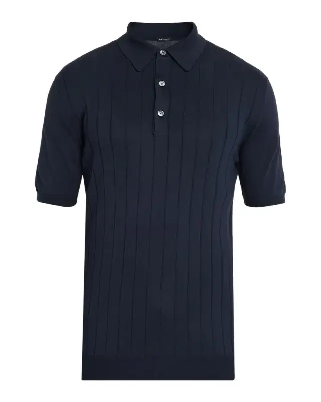 Men's Wide Rib Sea Island Cotton Polo Sweater