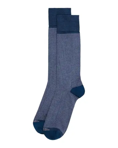 Marcoliani Men 's Chic Fine Stripe Crew Socks | Thumbnail 1