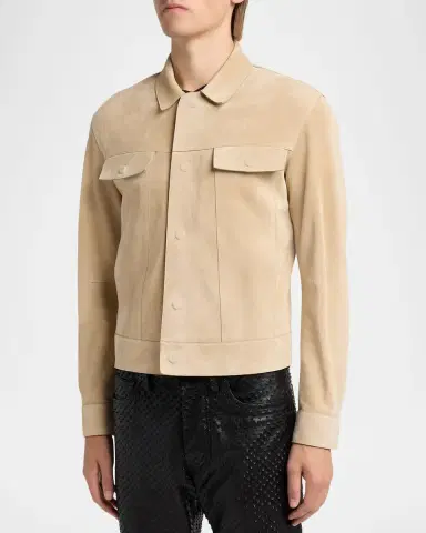 Tom Ford Men's Suede Snap-Front Western Jacket | Thumbnail 4