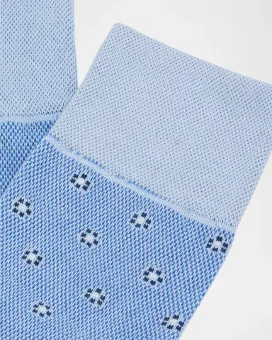 Marcoliani Men 's Micro-Floral Crew Socks | Thumbnail 2
