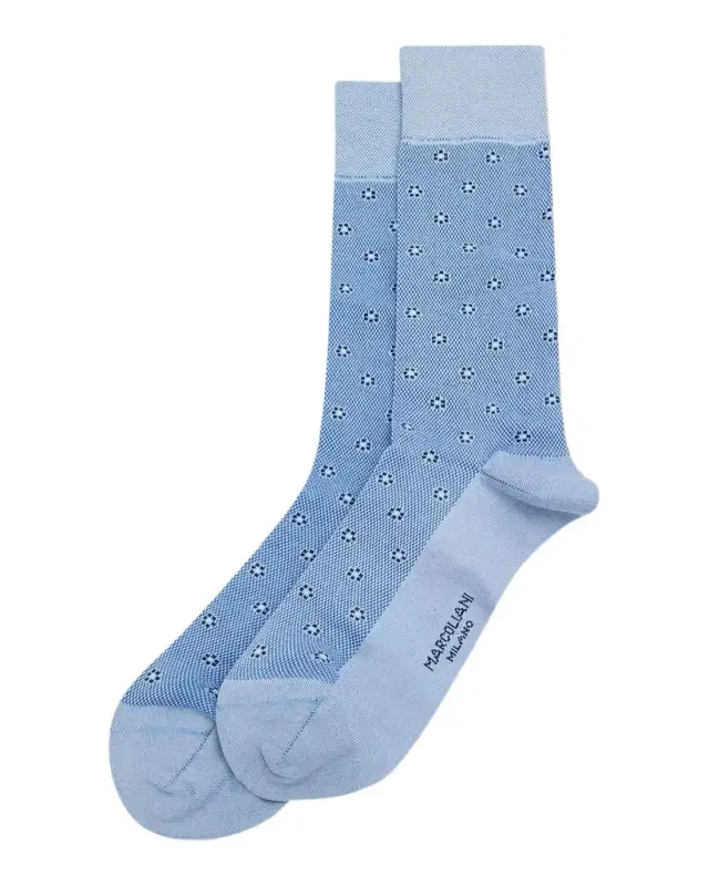 Marcoliani Men 's Micro-Floral Crew Socks
