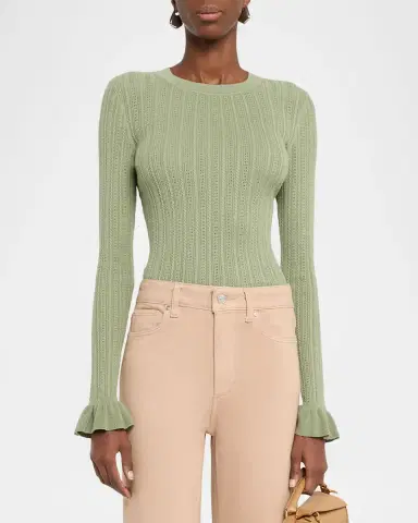 PAIGE Ophelia Pointelle-Knit Top | Thumbnail 4