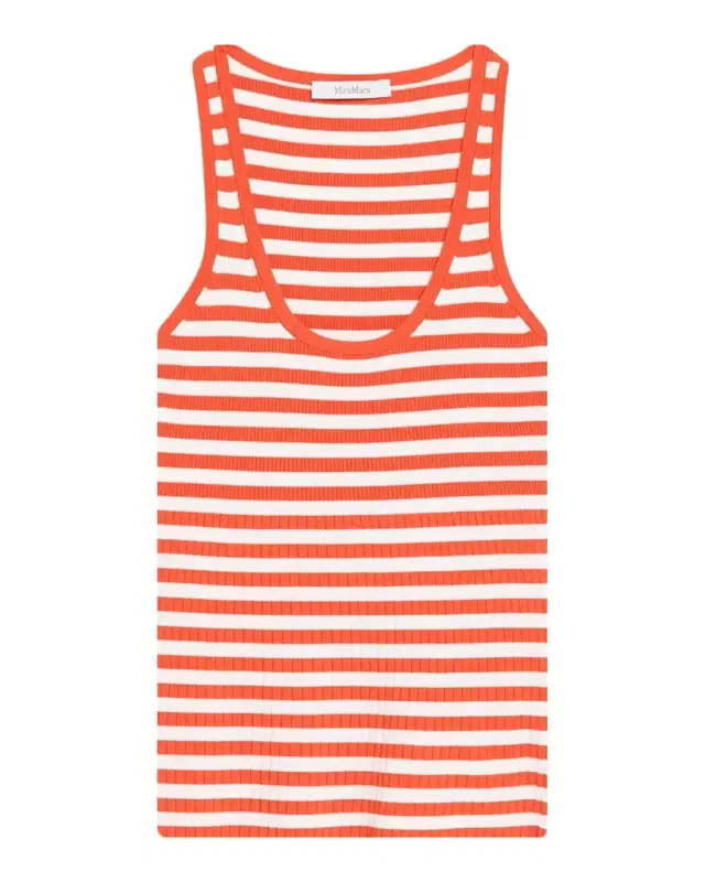 Coral Striped Rib Tank Top