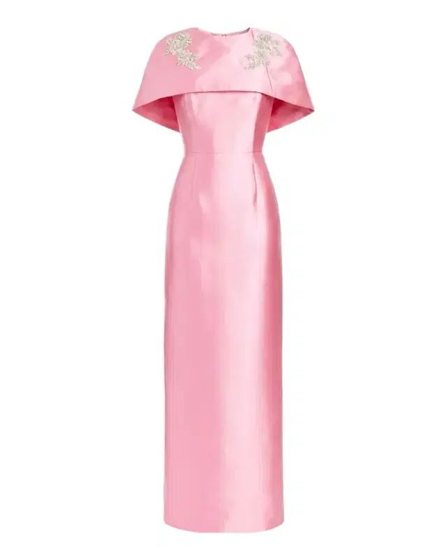 Eve Embellished Capelet Silk Twill Gown