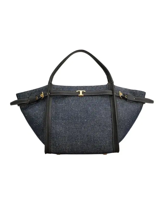 Tod 's Small Timeless T Belted Cotton Shopping Tote Bag
