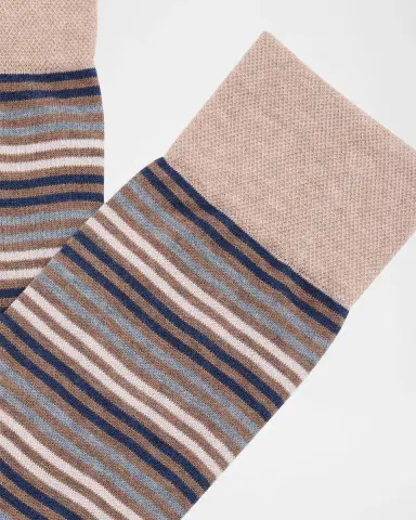 Marcoliani Men 's Simple Stripe Crew Socks | Thumbnail 2