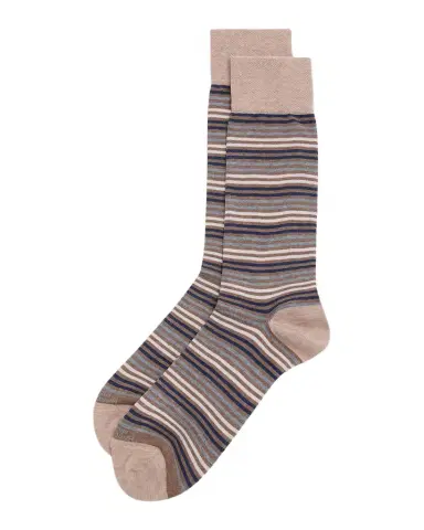 Marcoliani Men 's Simple Stripe Crew Socks | Thumbnail 1