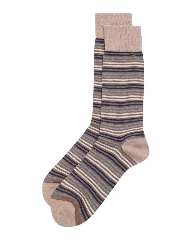 Marcoliani Men 's Simple Stripe Crew Socks