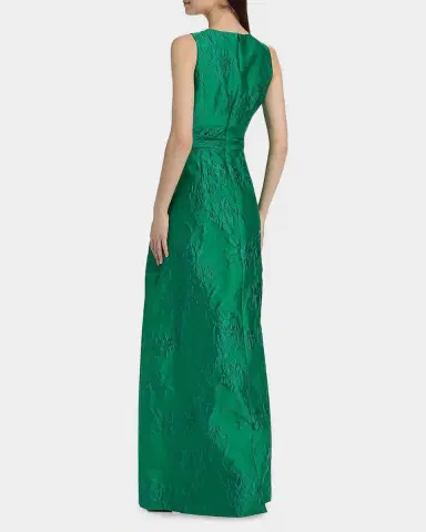Kay Unger New York Mariah Pleated Jacquard Column Gown | Thumbnail 3 Kay Unger New York Mariah Pleated Jacquard Column Gown | Thumbnail 3