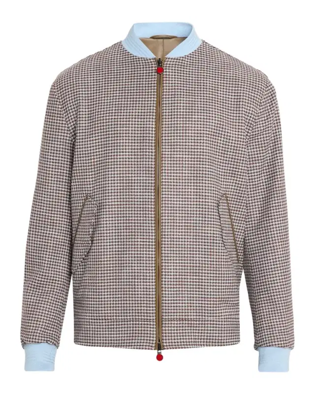 Kiton Men's Houndstooth Check Wool and Silk Blouson