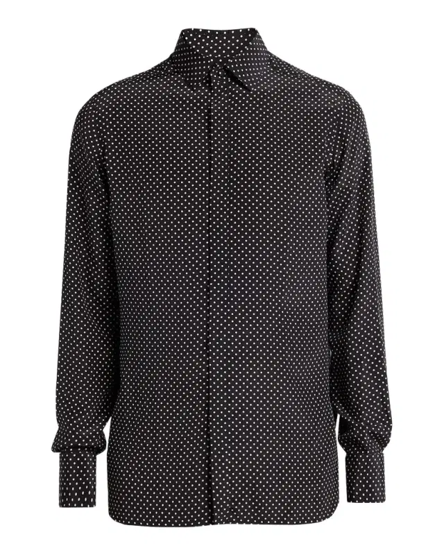 TOM FORD Men 's Lyocell Polka Dot French Cuff Sport Shirt